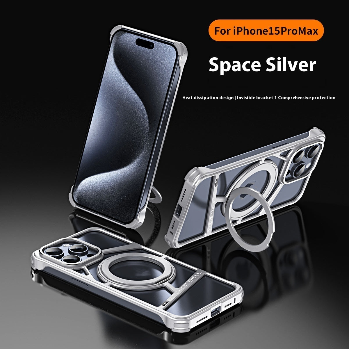Rotating Bracket Magnetic Suction Metal Hollow Phone Case - SNAPORIZE