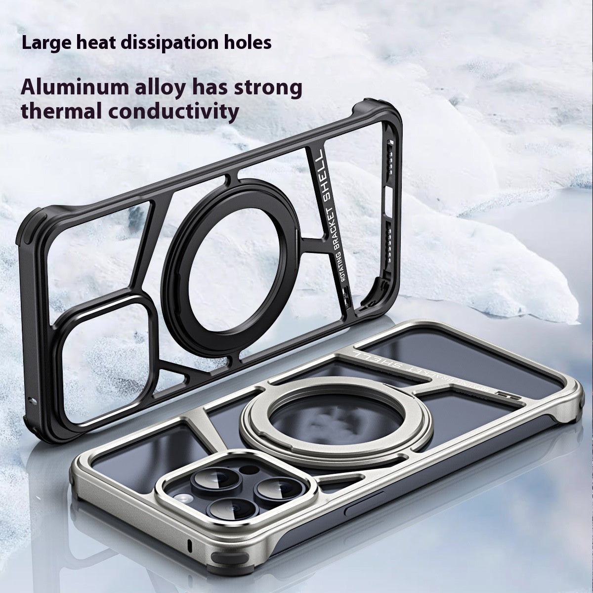 Rotating Bracket Magnetic Suction Metal Hollow Phone Case - SNAPORIZE